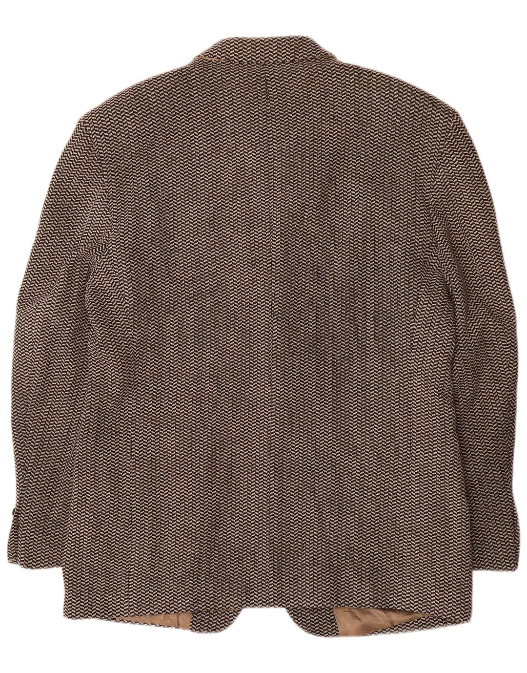 Ferre Mens 3 Button Blazer Jacket IT 52 XL Brown Herringbone Wool