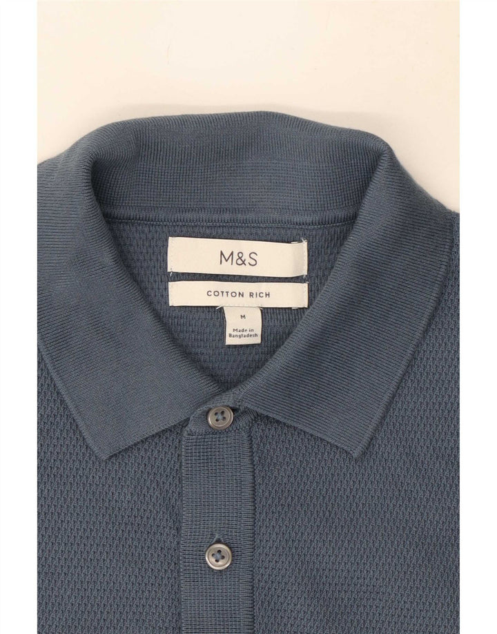 Marks & Spencer Mens Polo Shirt Medium Blue Cotton