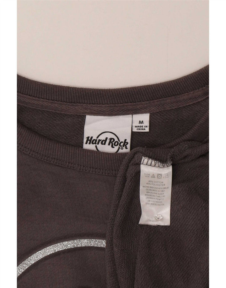 Hard Rock Cafe Womens Graphic Oversized Sweatshirt Jumper UK 14 Medium Grey