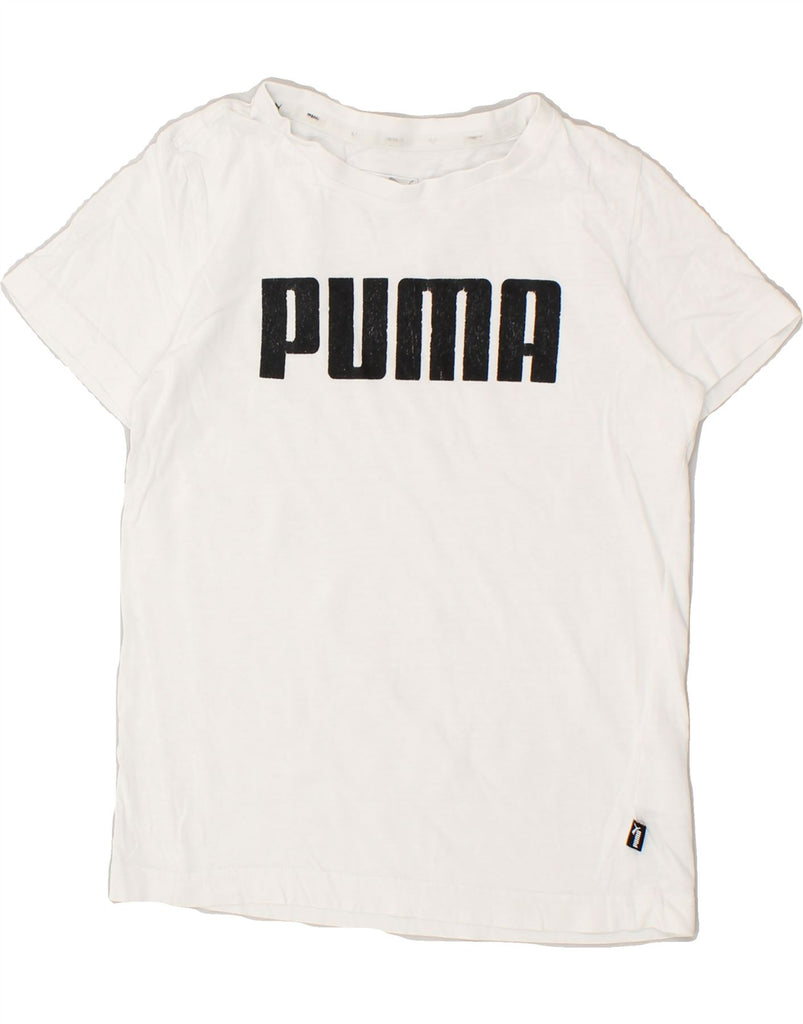 PUMA Boys Graphic T-Shirt Top 9-10 Years White Cotton | Vintage Puma | Thrift | Second-Hand Puma | Used Clothing | Messina Hembry 