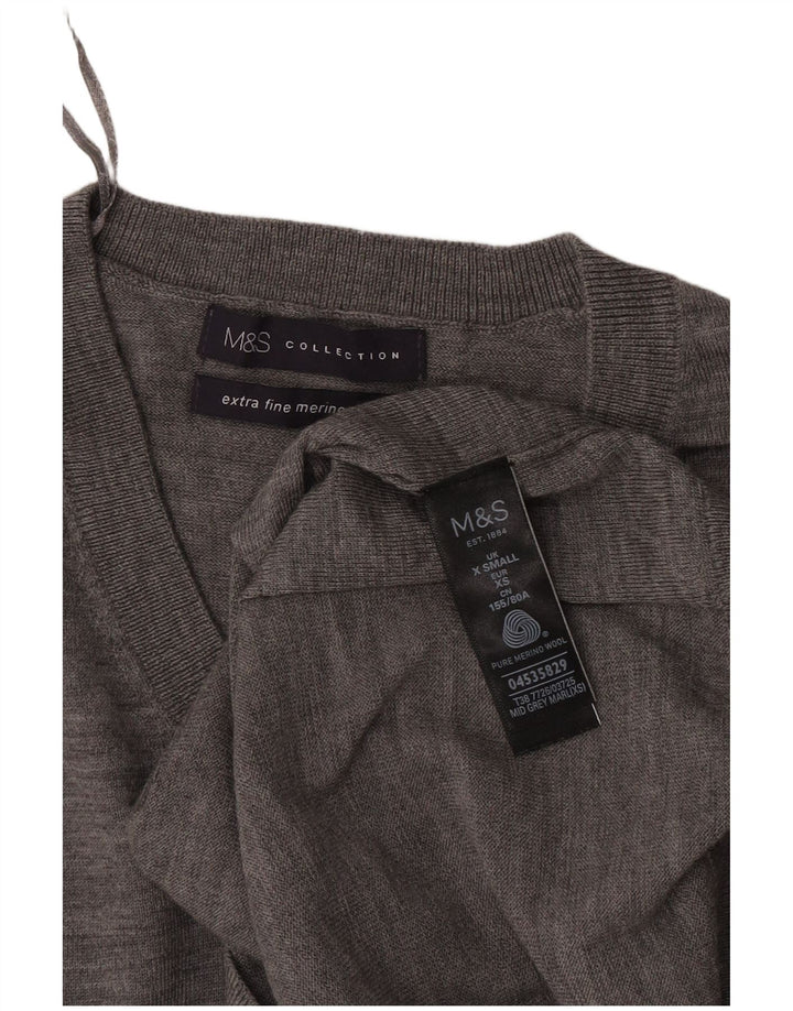 Marks & Spencer Womens Oversized V-Neck Jumper Sweater UK 6 XS Grey