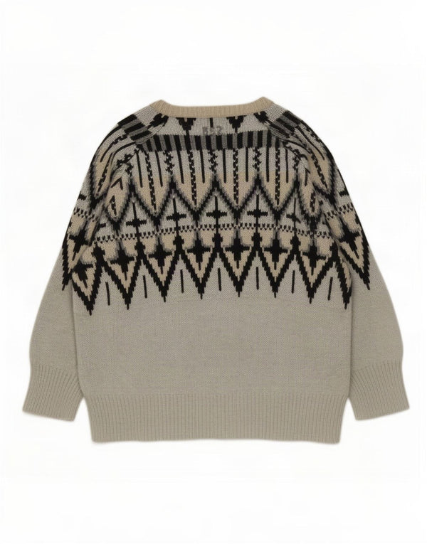 Odd Molly Womens Boat Neck Jumper Sweater UK 16 Large Grey Fair Isle