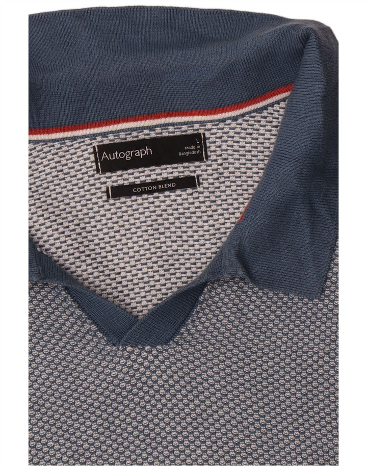 Marks & Spencer Mens Autograph Polo Neck Jumper Sweater Large Blue