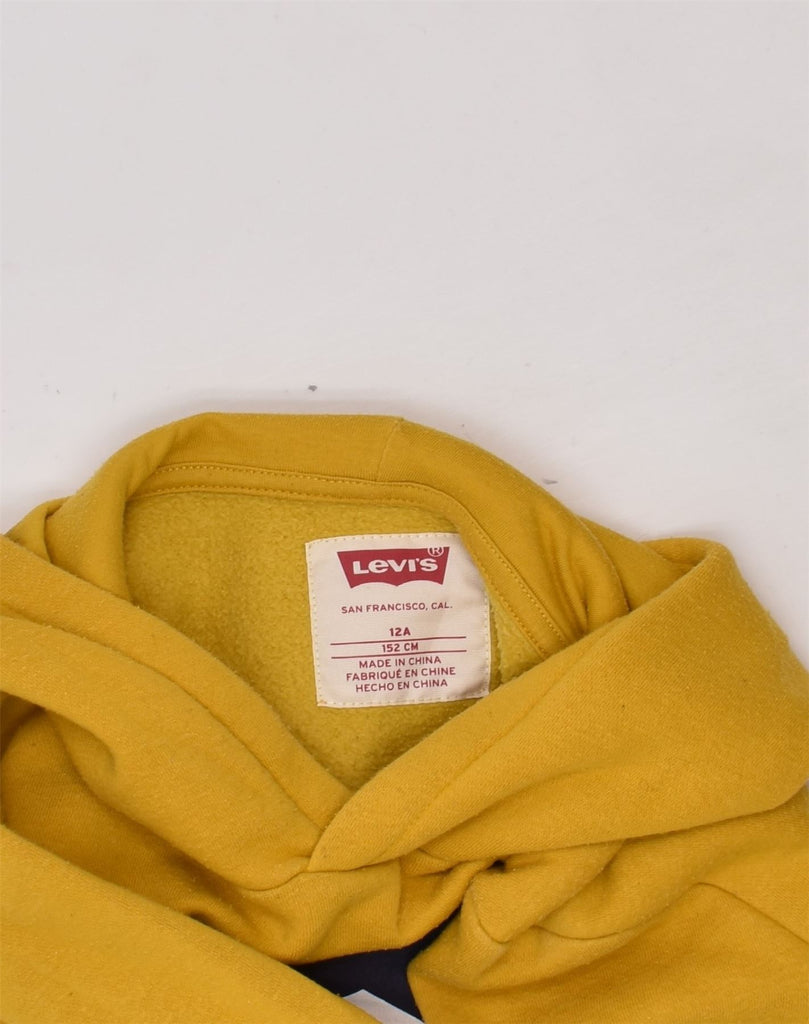 LEVI'S Girls Graphic Hoodie Jumper 11-12 Years Yellow Cotton | Vintage Levi's | Thrift | Second-Hand Levi's | Used Clothing | Messina Hembry 