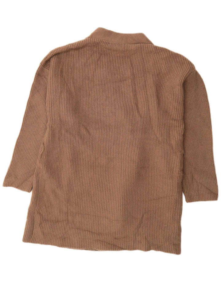 ZARA Womens Oversized Longline Open Cardigan Sweater UK 14 Medium Brown