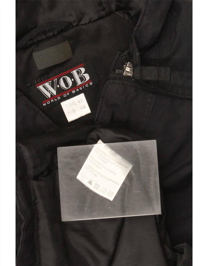 Vintage Womens Hooded Pullover Windbreaker Jacket EU 44 XL Black Polyamide
