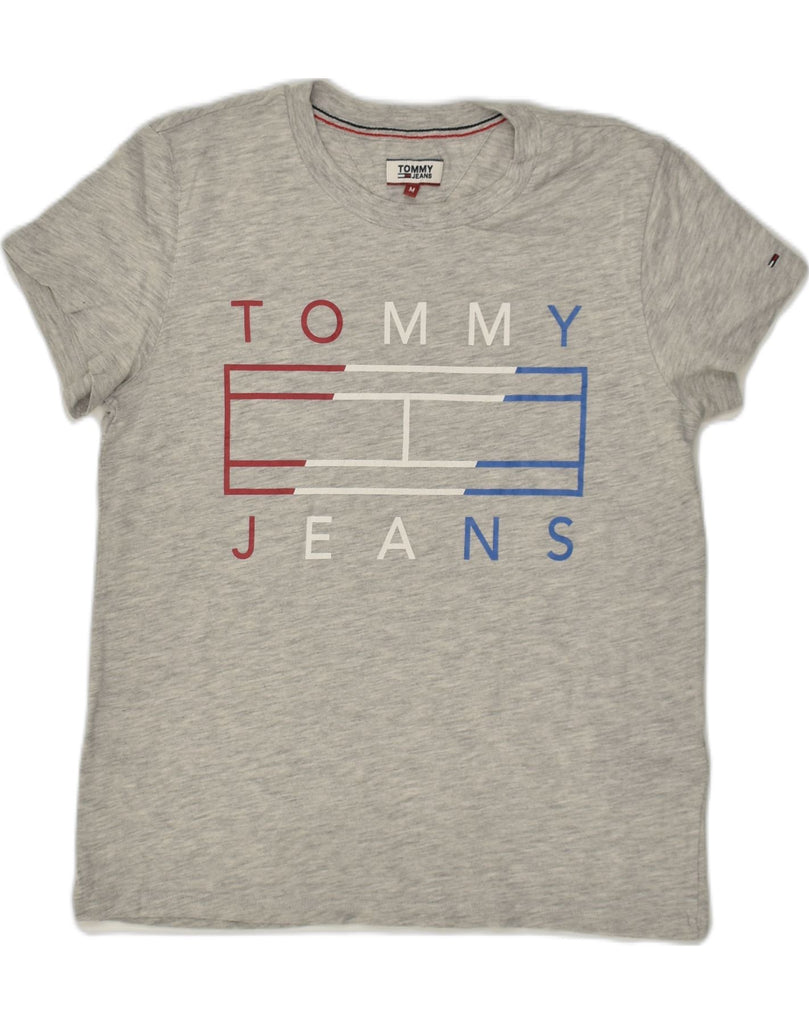 TOMMY JEANS Womens Graphic T-Shirt Top UK 14 Medium Grey Cotton | Vintage Tommy Jeans | Thrift | Second-Hand Tommy Jeans | Used Clothing | Messina Hembry 