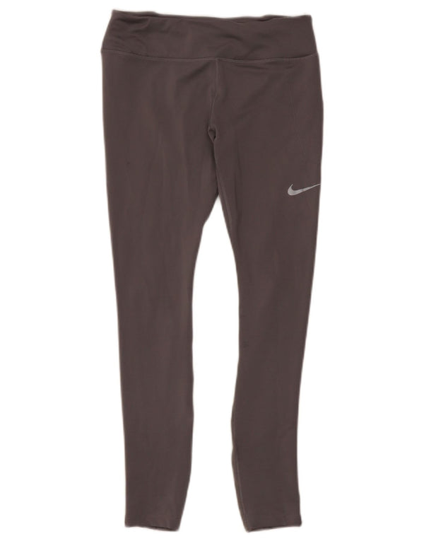 Nike Womens Dri Fit Crop Leggings UK 12 Medium  Grey Polyester