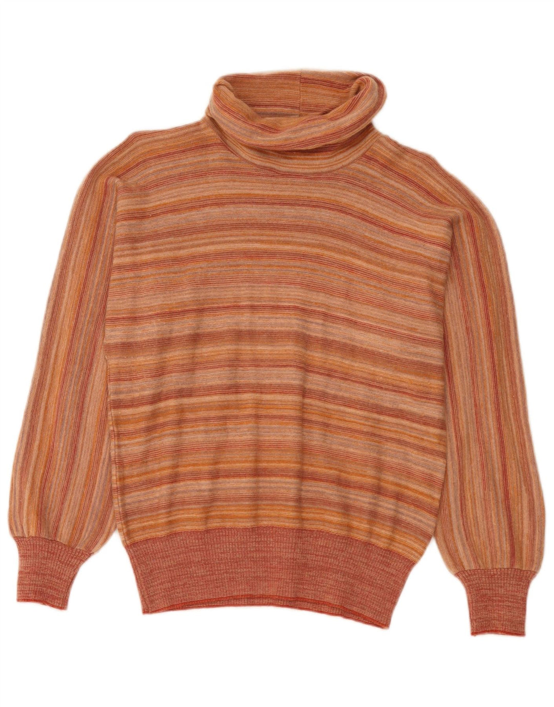 Vintage Womens Roll Neck Jumper Sweater IT 44 Medium Orange Striped