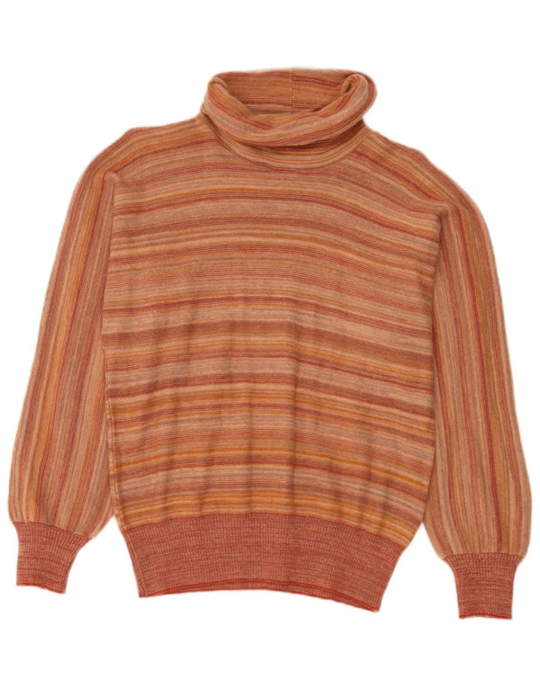 Vintage Womens Roll Neck Jumper Sweater IT 44 Medium Orange Striped