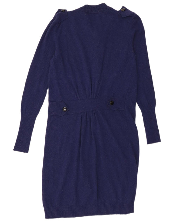 Vintage Womens Longline Cardigan Sweater IT 44 Medium Navy Blue Wool