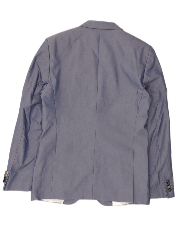 Zara Mens 2 Button Blazer Jacket UK 36 Small Blue Cotton
