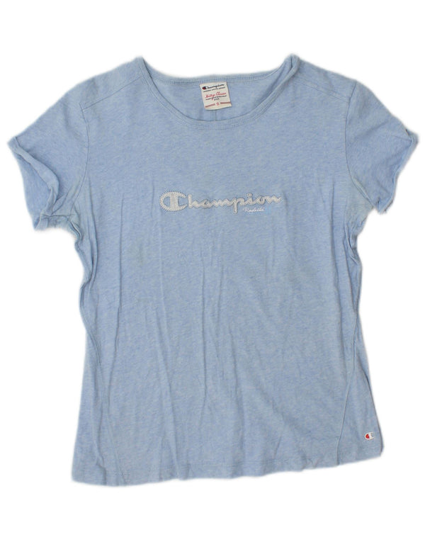 Champion Womens Heritage Classics Graphic T-Shirt Top UK 10 Small Blue