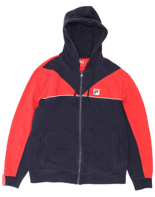 Fila Mens Zip Hoodie Sweater Large Navy Blue Colourblock