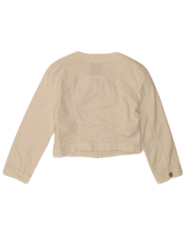 Vintage Womens 3/4 Sleeve Crop Denim Jacket IT 40 Small White Cotton