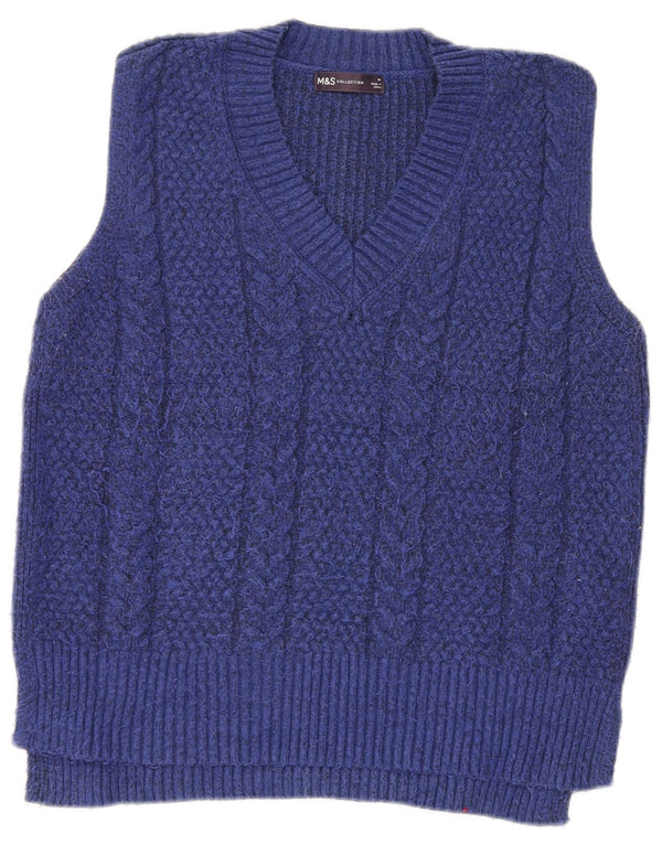 Marks & Spencer Womens Relaxed Fit Vest Tank Top UK 14 Medium Blue Flecked