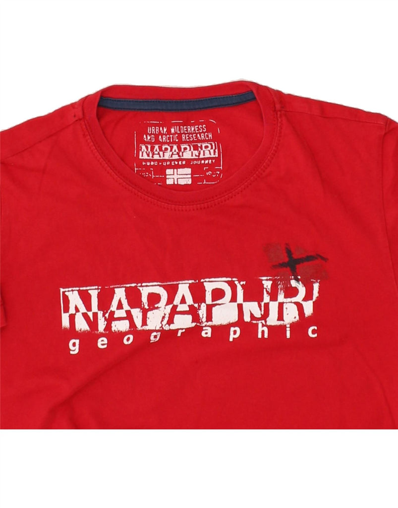 NAPAPIJRI Boys Graphic T-Shirt Top 7-8 Years Red | Vintage Napapijri | Thrift | Second-Hand Napapijri | Used Clothing | Messina Hembry 