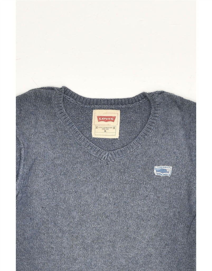 LEVI'S Boys Graphic V-Neck Jumper Sweater 7-8 Years Grey Cotton | Vintage Levi's | Thrift | Second-Hand Levi's | Used Clothing | Messina Hembry 