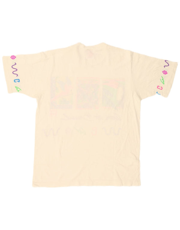 Vintage Womens Graphic T-Shirt Top UK 18 XL White