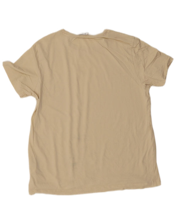 Champion Womens Graphic T-Shirt Top UK 20 2XL Beige Cotton