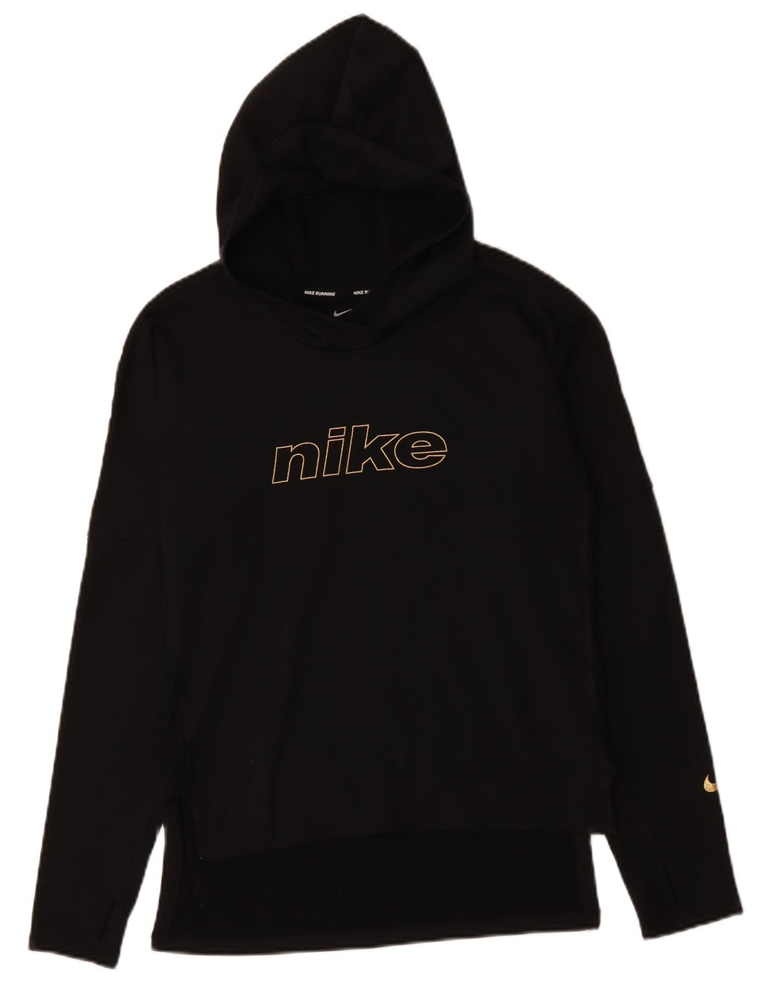 Nike Womens Dri Fit Graphic Oversized Hoodie Jumper UK 10 Small Black