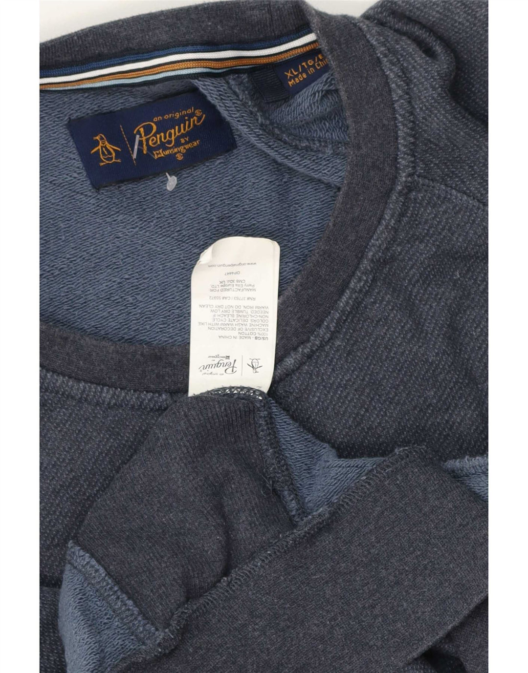 Penguin Mens Graphic Sweatshirt Jumper XL Navy Blue Cotton