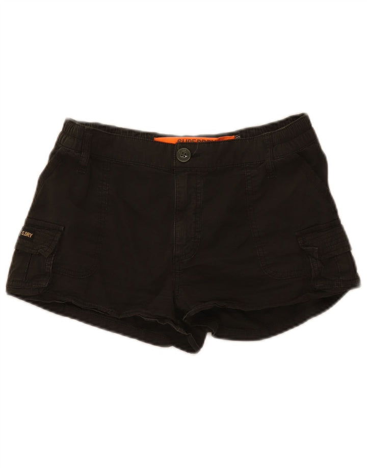 Superdry Womens Cargo Shorts UK 10 Small W32 Black Cotton