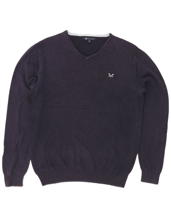Crew Clothing Mens V-Neck Jumper Sweater Medium Navy Blue Cotton