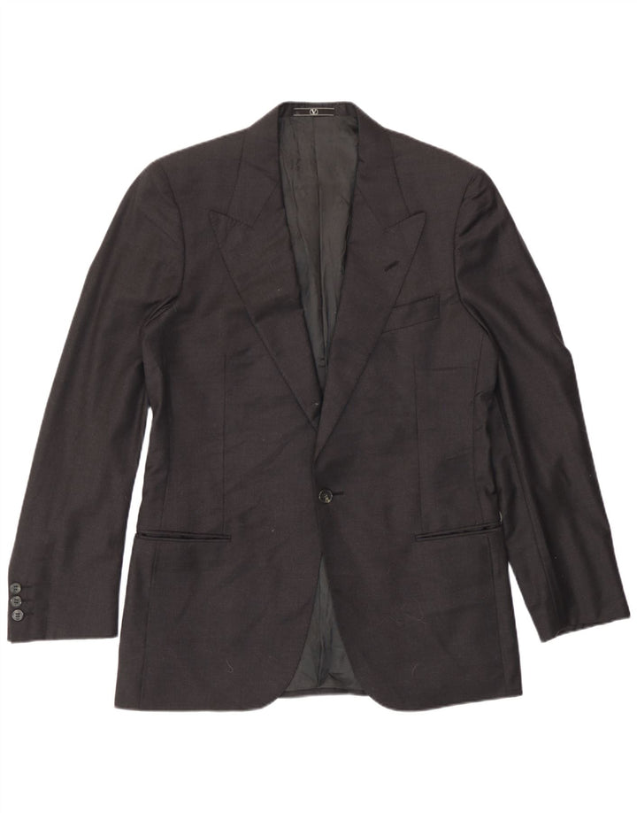 Valentino Mens 1 Button Blazer Jacket IT 48 Medium Grey Virgin Wool