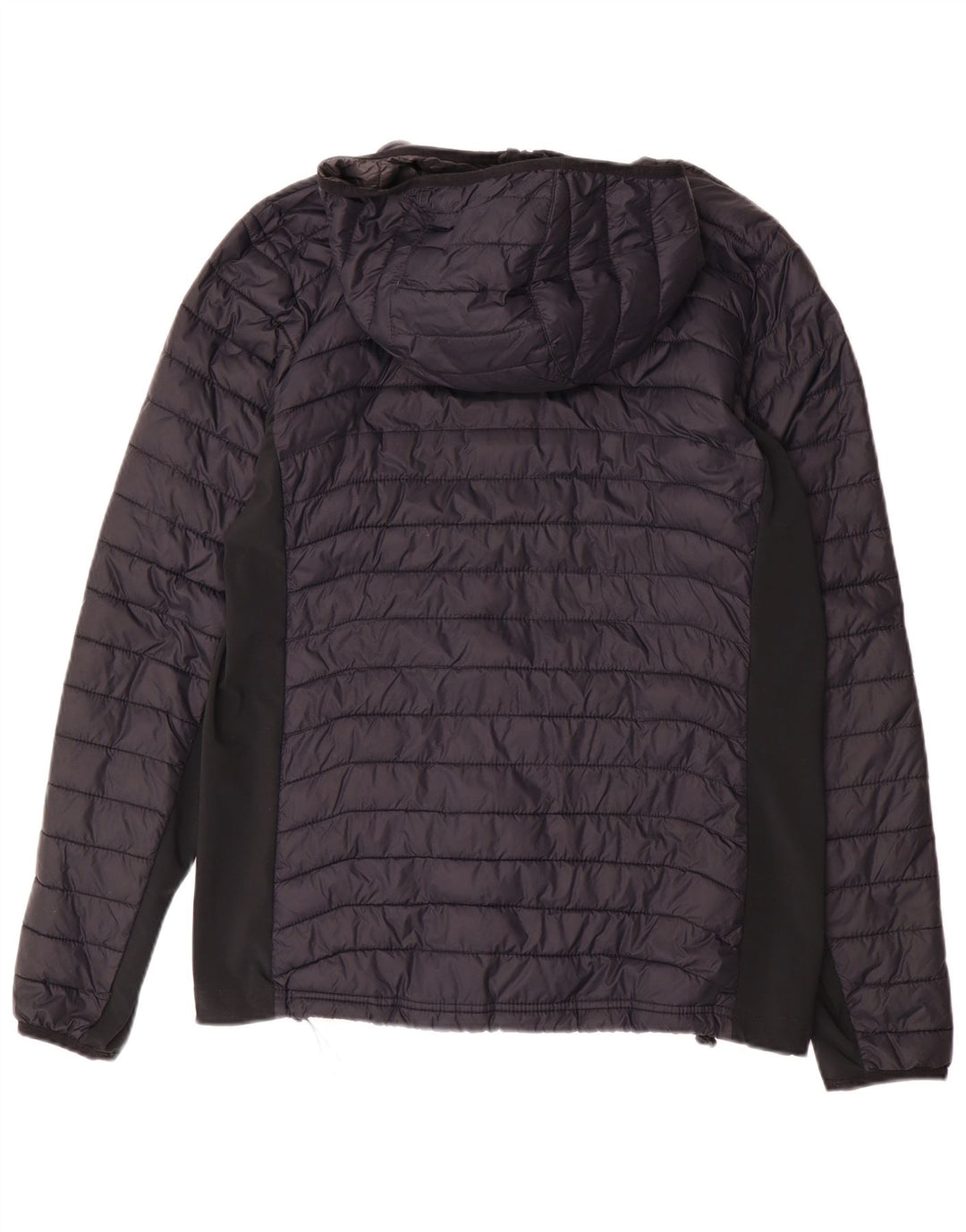 Columbia Mens Hooded Padded Jacket Medium Navy Blue Colourblock Nylon