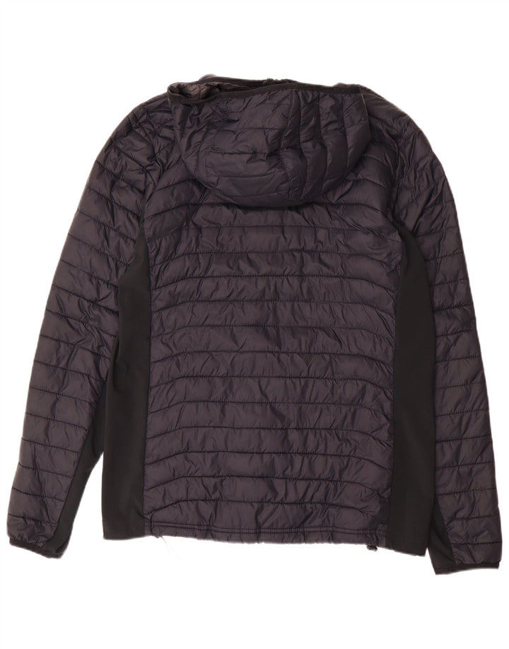 Columbia Mens Hooded Padded Jacket Medium Navy Blue Colourblock Nylon