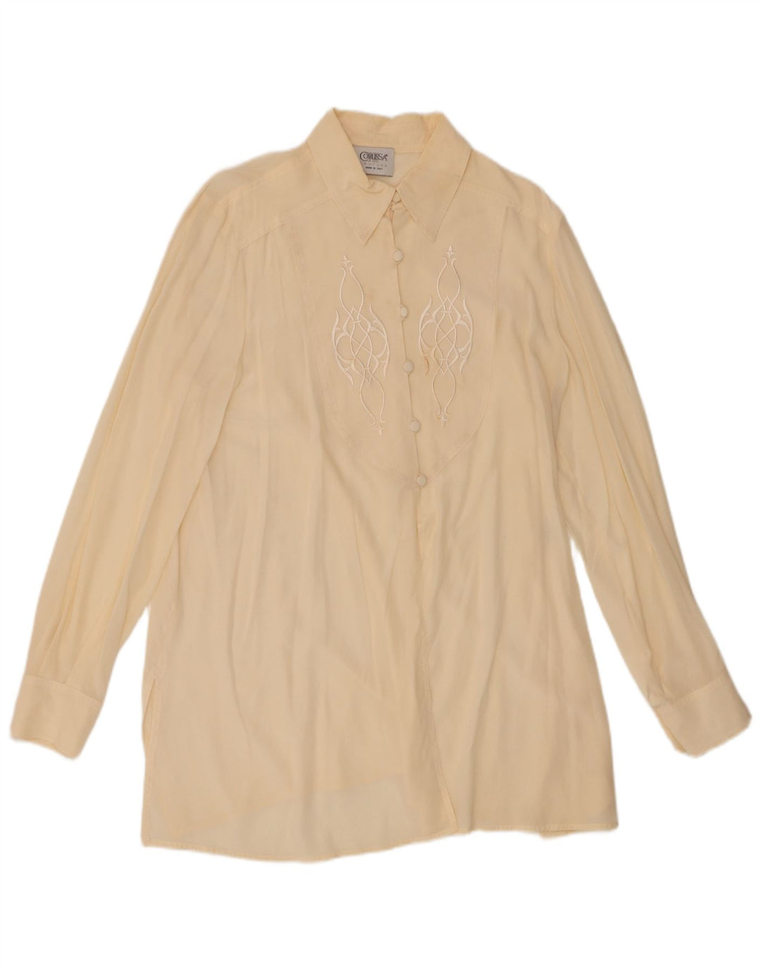 Vintage Womens Shirt Blouse EU 44 XL Beige Silk