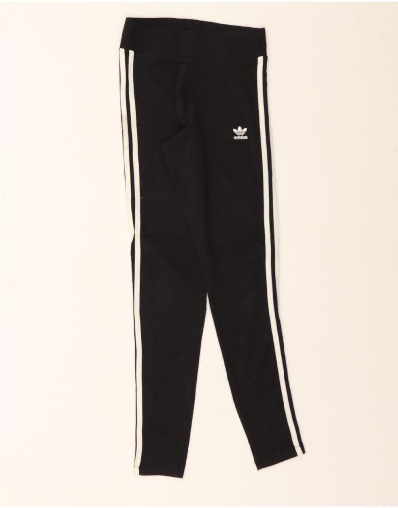 ADIDAS Womens Leggings UK 2 2XS Black Striped Cotton Vintage Adidas and Second-Hand Adidas from Messina Hembry 