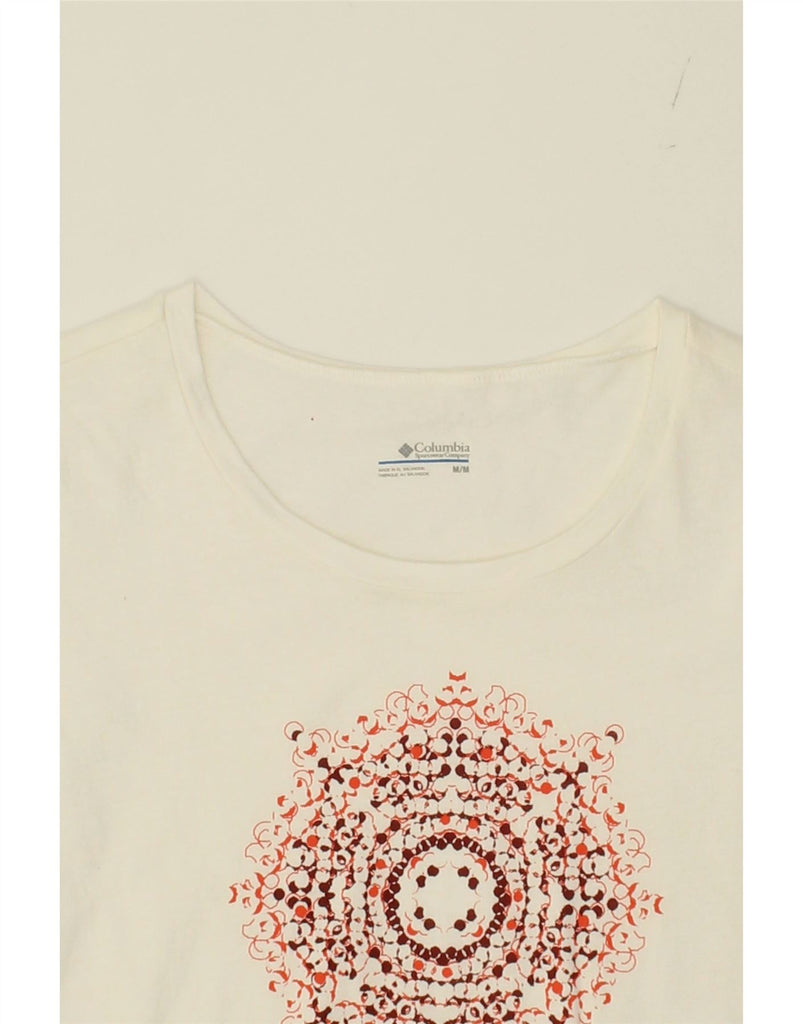 COLUMBIA Womens Graphic T-Shirt Top UK 14 Medium White Cotton Vintage Columbia and Second-Hand Columbia from Messina Hembry 