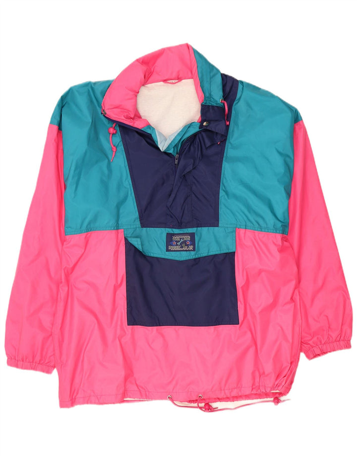 Vintage Mens Anorak Jacket UK 40 Large Pink Colourblock Polyamide