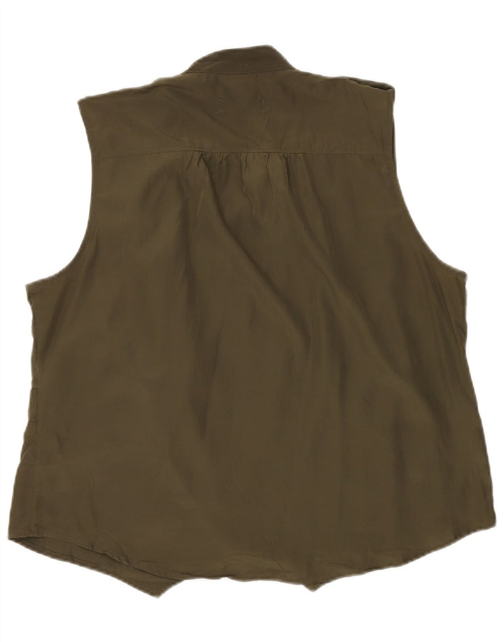 Mossimo Womens Military Sleeveless Shirt Blouse UK 20 2XL Khaki Polyester