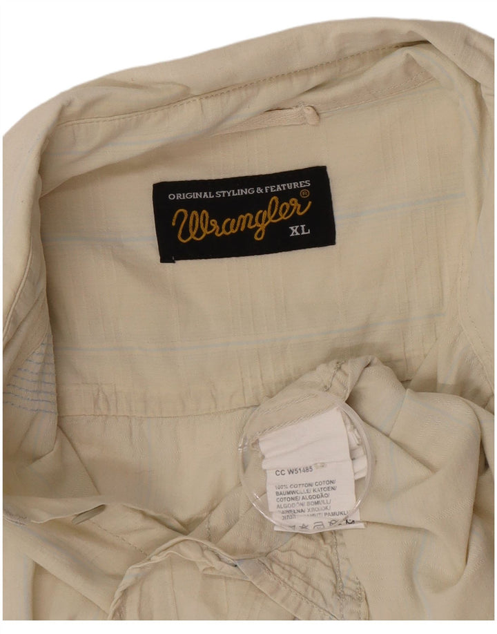 Wrangler Mens Short Sleeve Shirt XL Beige Cotton