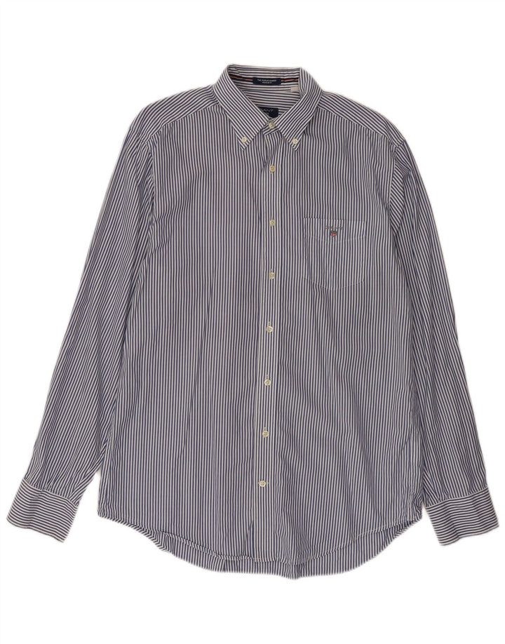 Gant Mens Regular Fit Shirt Large Blue Pinstripe Cotton
