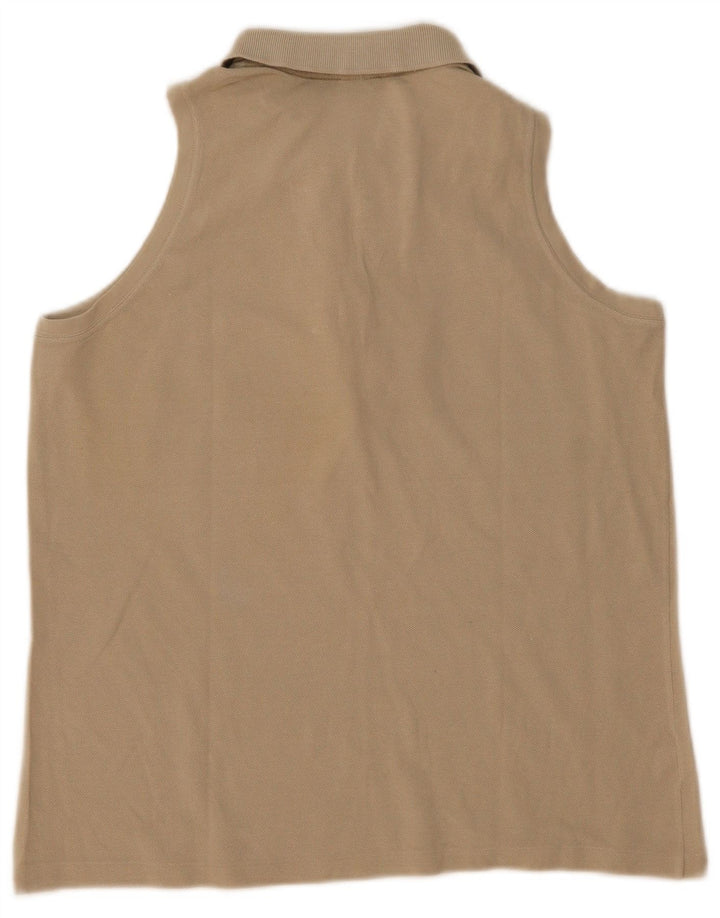 Lacoste Womens Sleeveless Polo Shirt Size 44 Large Beige