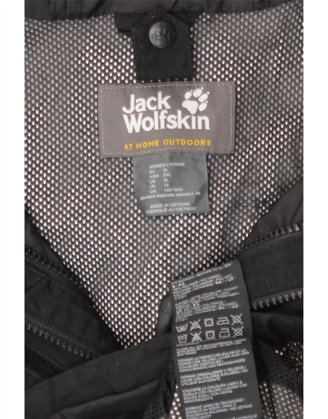 Jack Wolfskin Womens Hooded Windbreaker Jacket UK 18 XL Black Polyamide