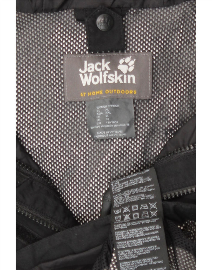 Jack Wolfskin Womens Hooded Windbreaker Jacket UK 18 XL Black Polyamide
