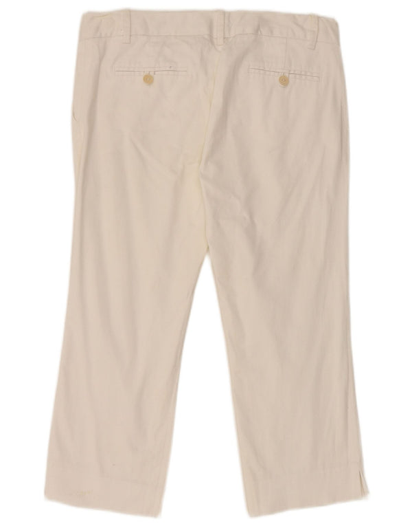 Zara Womens Straight Capri Trousers EU 38 Small W28 L20 White Cotton