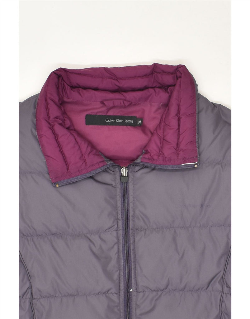 CALVIN KLEIN Womens Padded Jacket UK 18 XL Grey Nylon | Vintage Calvin Klein | Thrift | Second-Hand Calvin Klein | Used Clothing | Messina Hembry 