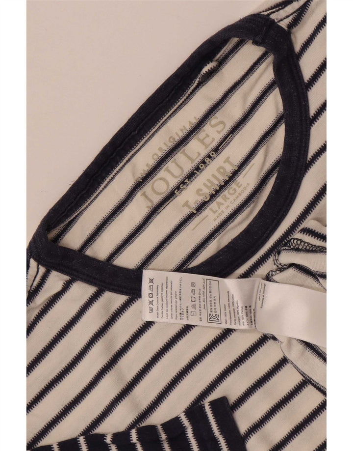 Joules Mens T-Shirt Top Large White Striped