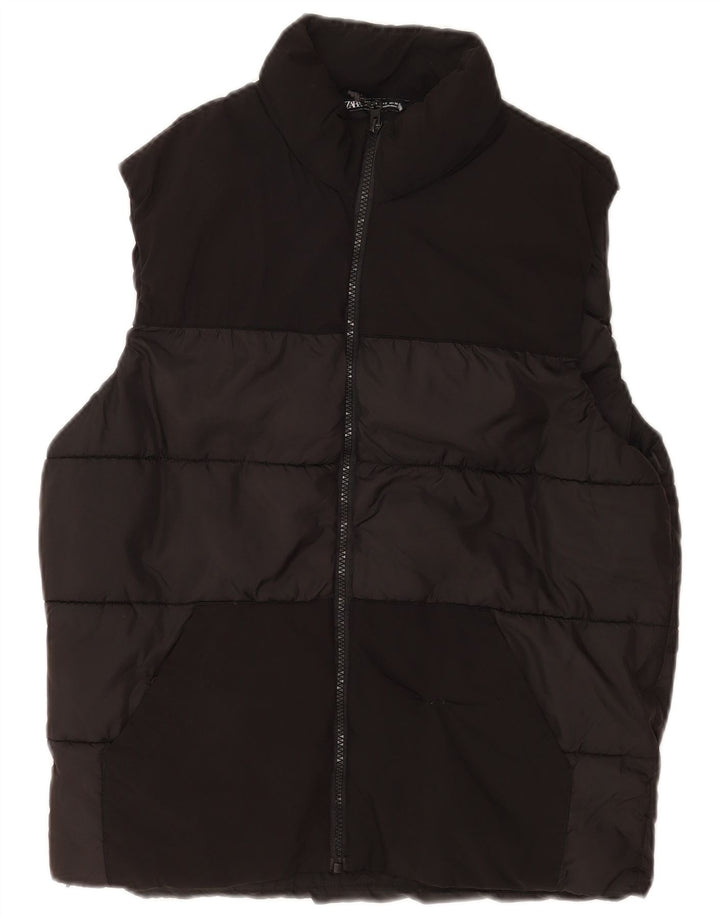 Zara Mens Padded Gilet UK 36 Small Black Polyester