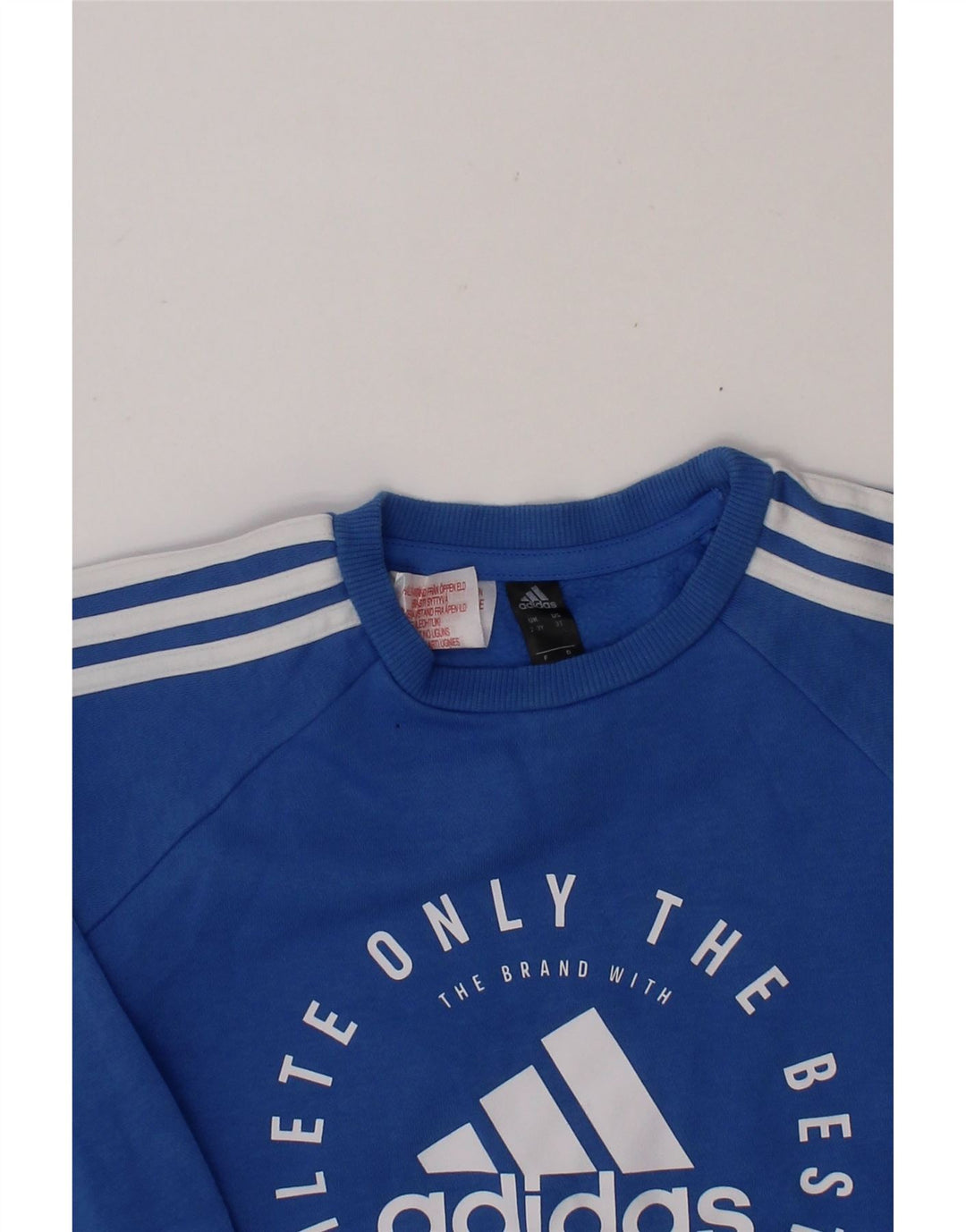 ADIDAS Boys Graphic Sweatshirt Jumper 2-3 Years Blue Cotton Vintage Adidas and Second-Hand Adidas from Messina Hembry 