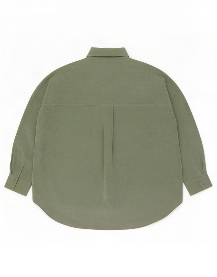 Zara Womens Oversized Corduroy Shirt UK 10 Small Green Polyester