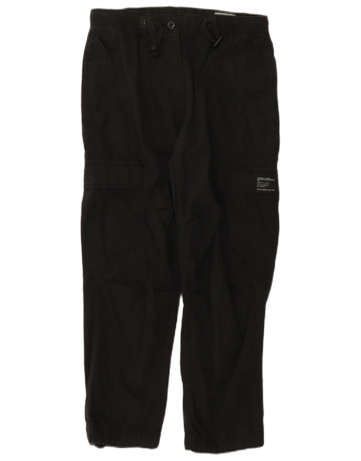 Superdry Womens Straight Cargo Trousers W26 L25 Black Cotton