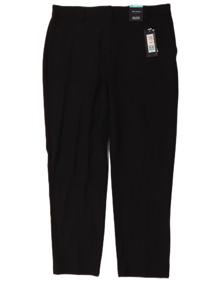 MARKS & SPENCER Womens Relaxed Chino Trousers UK 14 Large W36 L30 Black