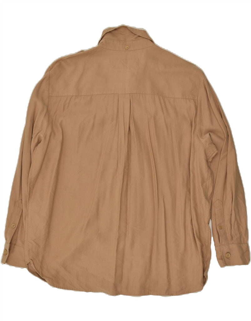 BENETTON Womens Military Oversized Shirt UK 18 XL Beige Viscose | Vintage Benetton | Thrift | Second-Hand Benetton | Used Clothing | Messina Hembry 